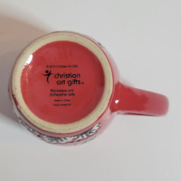 CHRISTIAN ART GIFTS RED "LOVE" COFFEE MUG FLORAL ACCENTS 2010 - Picture 5 of 5